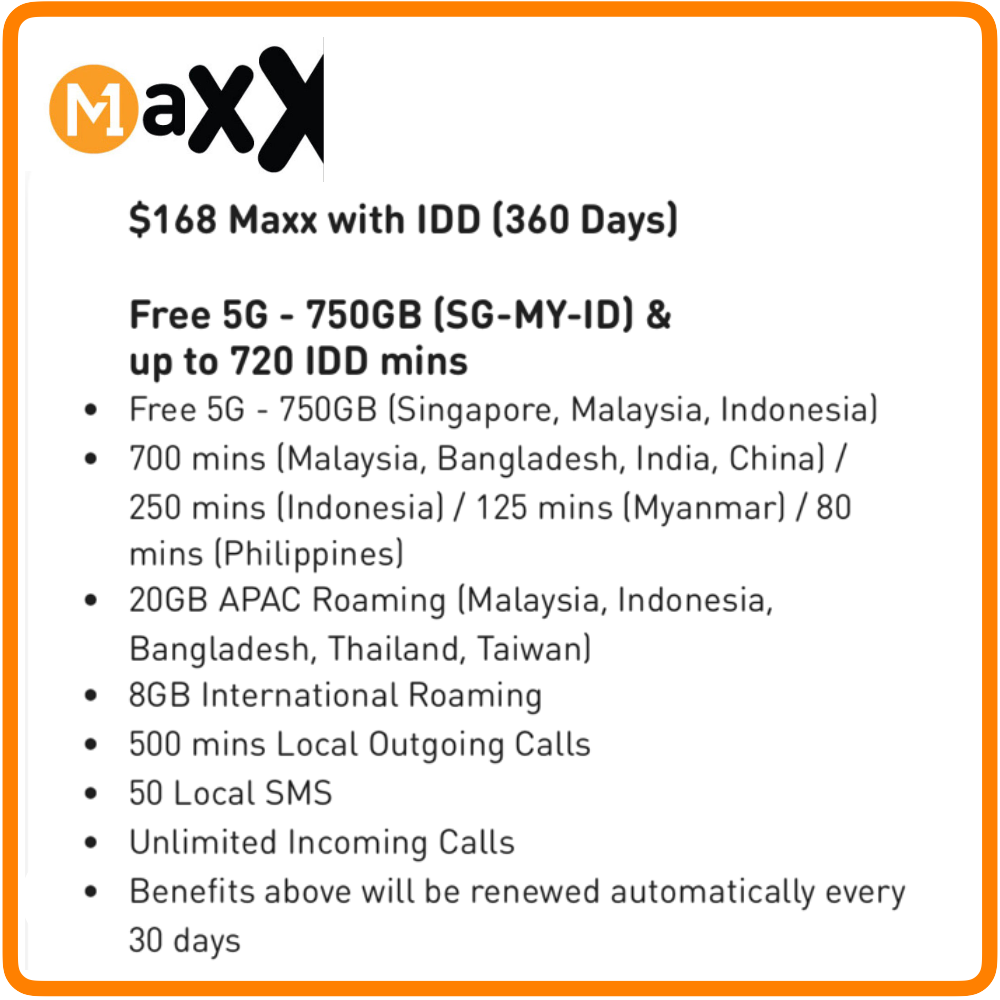 M1 Maxx $168 with IDD (360 Days)