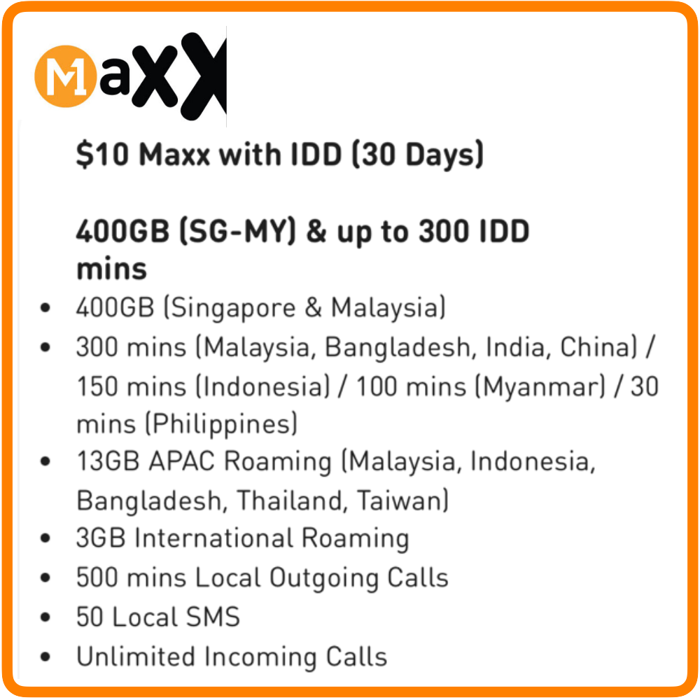 M1 Maxx $10 with IDD (30 Days)