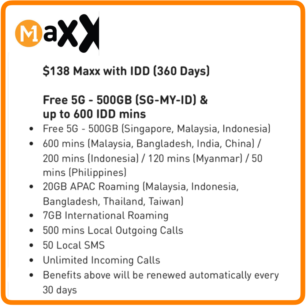 M1 Maxx $138 with IDD (360 Days)