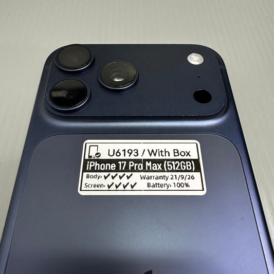 Apple iPhone 17 Pro Max (512GB) - #U6193/Pre-Owned