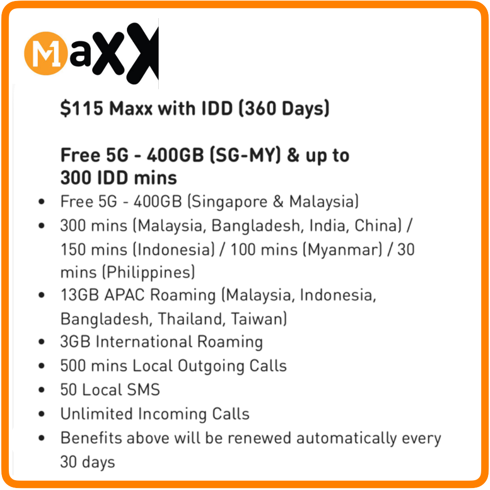 M1 Maxx $115 with IDD (360 Days)