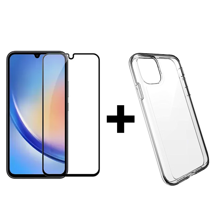 Tempered Glass Screen Protector/ Clear Case Bundle Pack