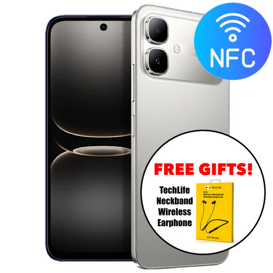 Infinix Smart 20 NFC (128GB/4GB) + $4 Instant Rebate + Free Wireless Neckband Earphone!