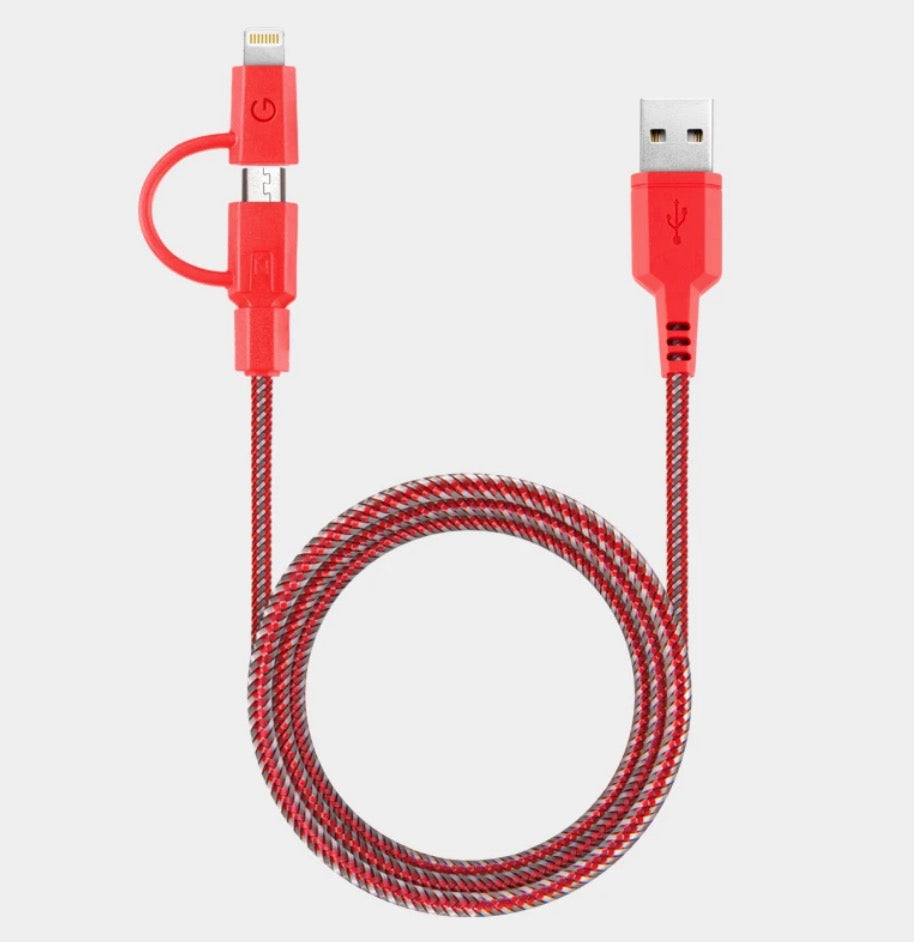 Energea NyloTough Cable 1.5m 2-1 MicroUSB/Lightning to USB-C