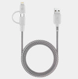 Energea NyloTough Cable<br>1.5m 2-1 MicroUSB/Lightning to USB-C