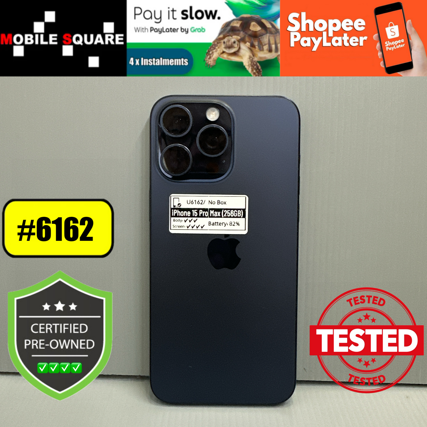 Apple iPhone 15 Pro Max (256GB) - (#U6162/Pre-Owned)