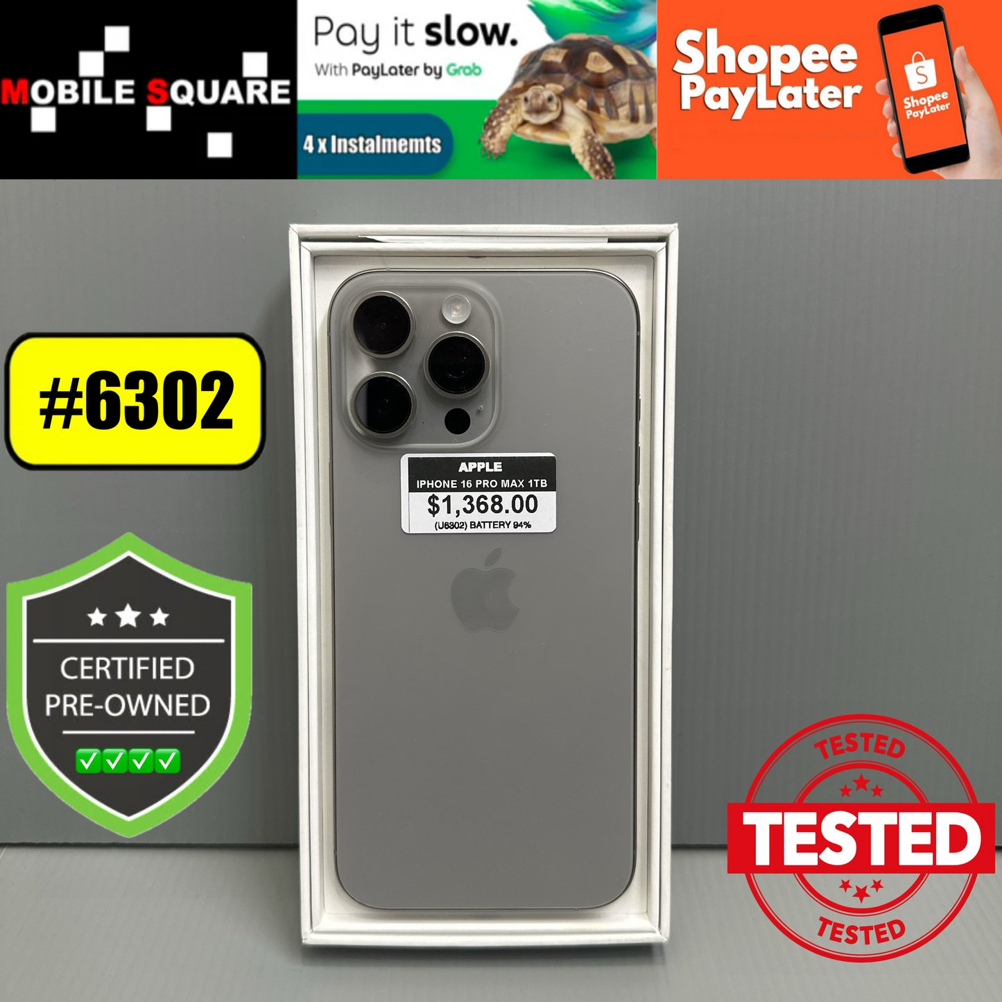 Apple iPhone 16 Pro Max (1TB) - #U6302/Pre-Owned