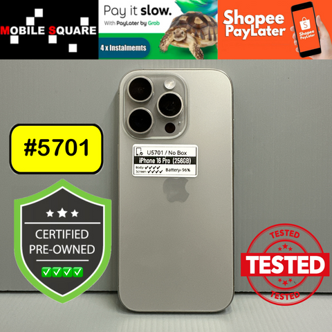 <div style="font-size:80%">#U5701<BR>Apple iPhone 16 Pro<br>(256GB)</FONT></DIV>