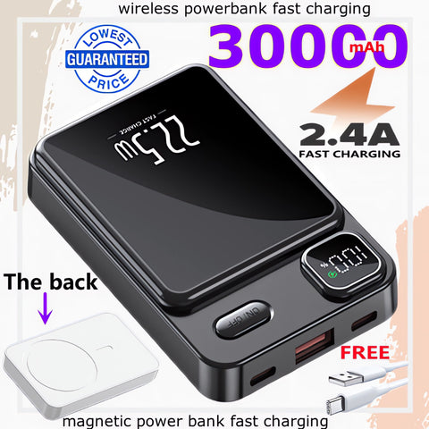 Magnetic power bank 30000mAh Wireless powerbank fast charging With Type c Portable charger