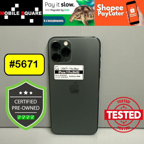 <div style="font-size:80%">#U5671<BR>Apple iPhone 11 Pro<br>(64GB)</FONT></DIV>