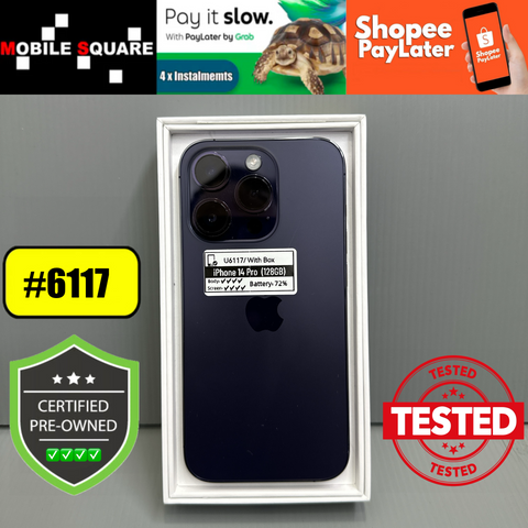 <div style="font-size:80%">#U6117<BR>Apple iPhone 14 Pro<br>(128GB)</FONT></DIV>