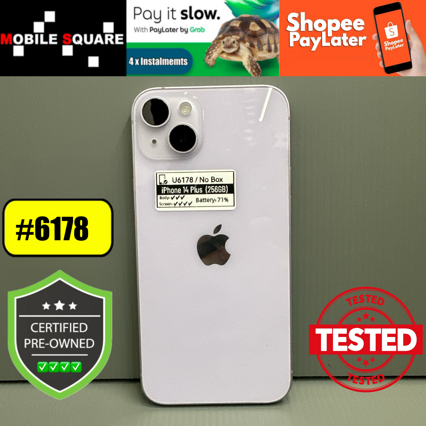 Apple iPhone 14 Plus  (256GB) - #U6178/Pre-Owned