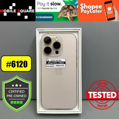 <div style="font-size:80%">#U6120<BR>Apple iPhone 16 Pro<br>(256GB)</FONT></DIV>