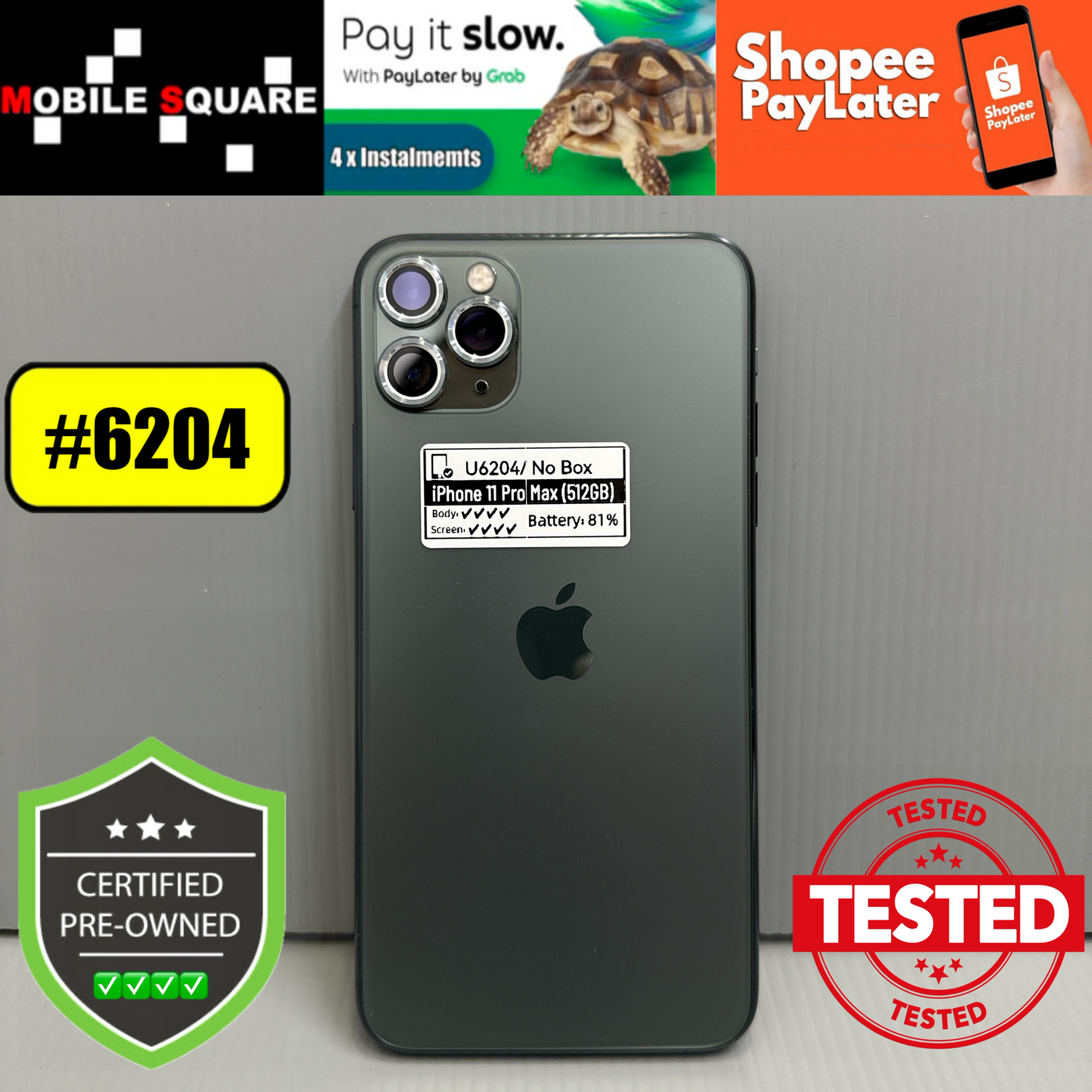 Apple iPhone 11 Pro Max (512GB) - #U6204/Pre-Owned