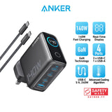 Anker Charger 140W 4-Port PD 3.1 with USB C Cable Fast Charging USB C GaN Charger Laptop Charger Multi Plug B2697