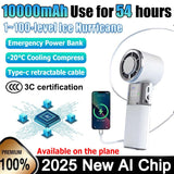 Mini handheld fan With Air Turbo Cooler and 3C power bank 10000mAh portable foldable small fan with ice compress function