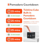 Ticktime Cube Pomodoro Timer, Magnetic Productivity Timer, Mute, Vibration & Adjustable Sound Alert, Pause & Resume