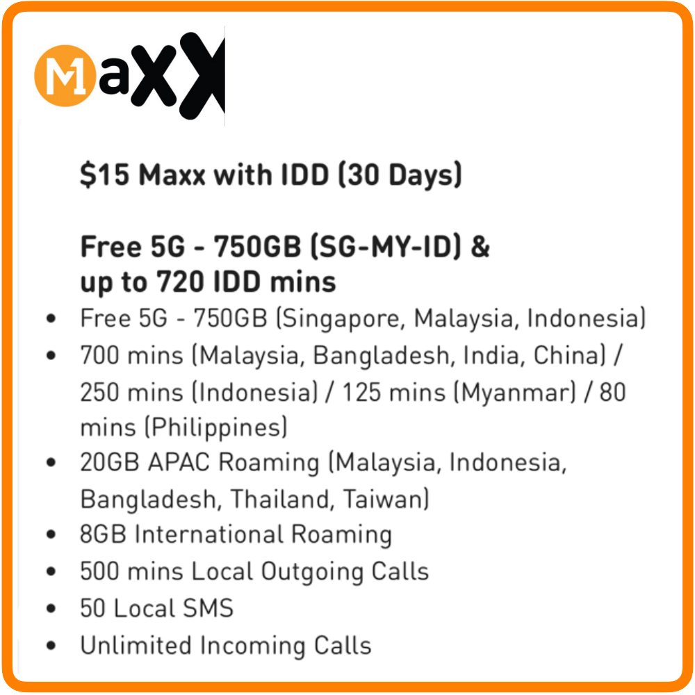 M1 Maxx $15 with IDD (30 Days)
