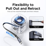 UGREEN 45W 3 Ports GaN Retractable 69cm Cable USB A USB C Fast Charger for iPhone 16 Pro Max,15,14