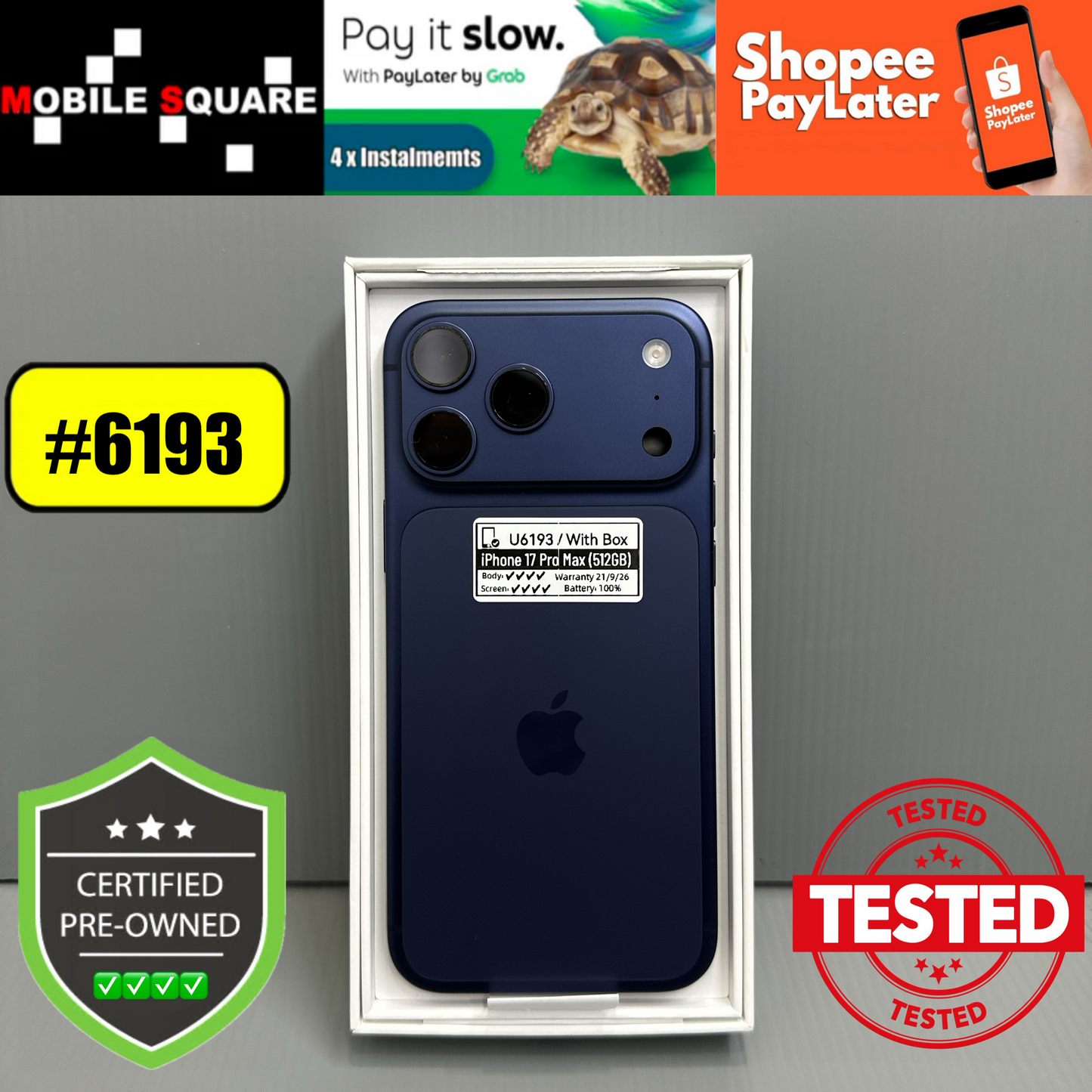 Apple iPhone 17 Pro Max (512GB) - #U6193/Pre-Owned