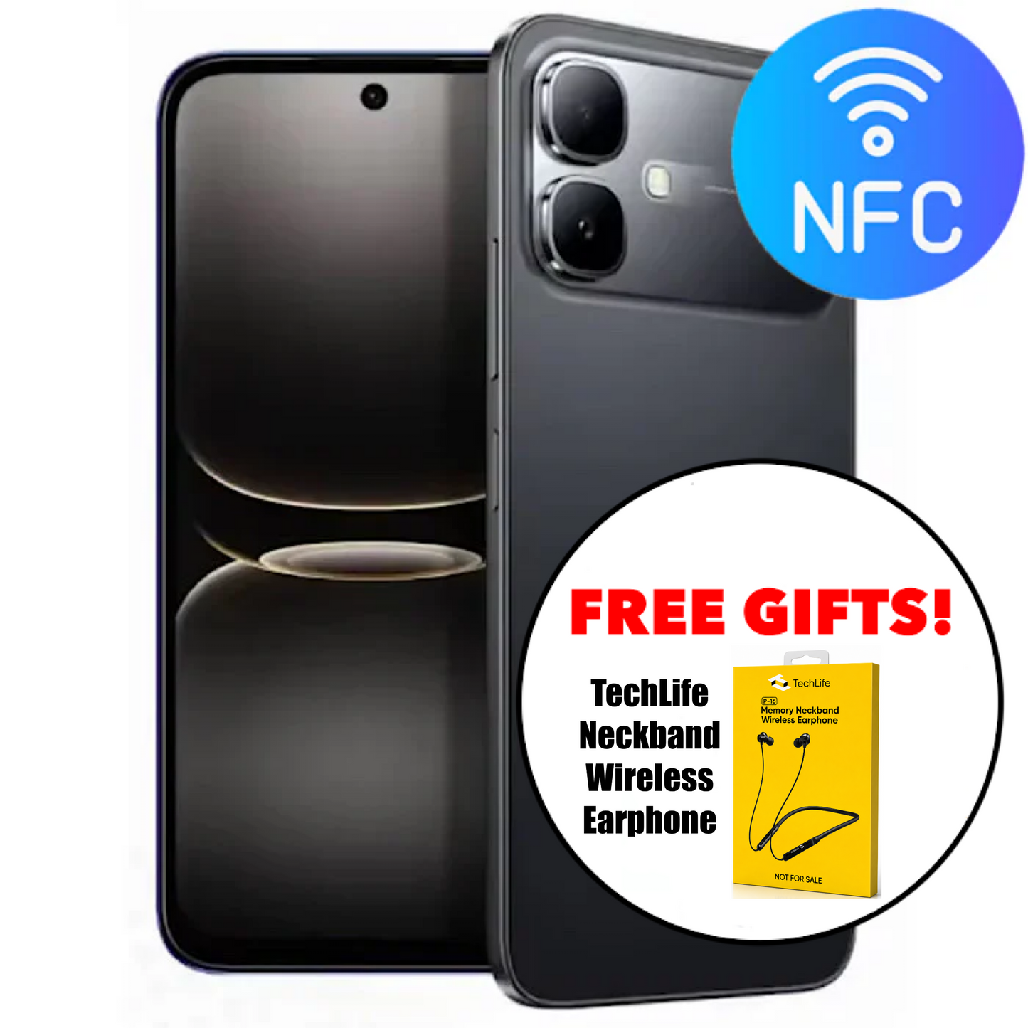 Infinix Smart 20 NFC (128GB/4GB) + $4 Instant Rebate + Free Wireless Neckband Earphone!