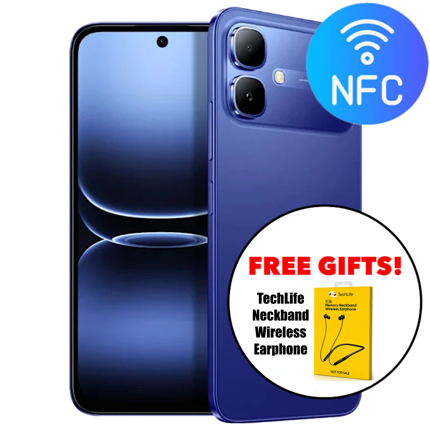 Infinix Smart 20 NFC (128GB/4GB) + $4 Instant Rebate + Free Wireless Neckband Earphone!