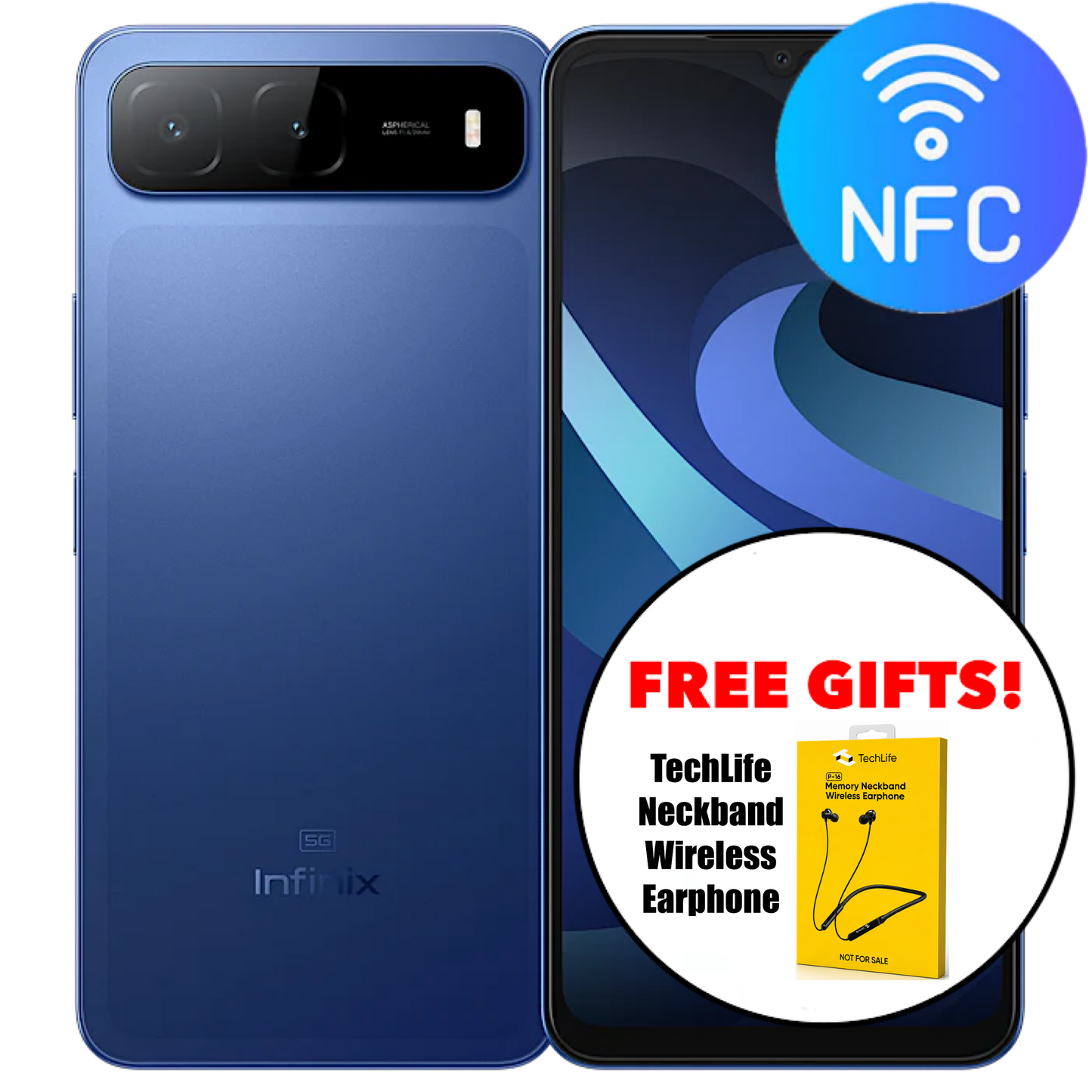 Infinix Hot 60i 5G NFC (128GB/4GB) + $5 Instant Rebate + Free Wireless Neckband Earphone!