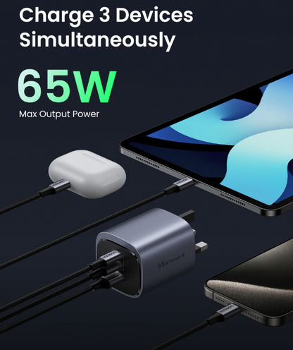 UGREEN 3-PORT GaN Fast Charger (65W) - X553