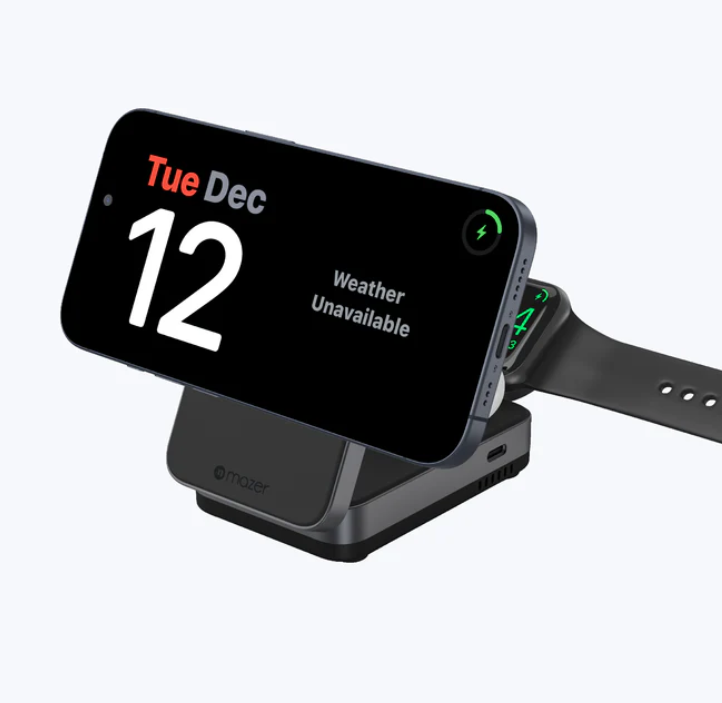 Mazer MagFold Trio Qi2 Certified 15W Foldable 3-in-1 Wireless Charger