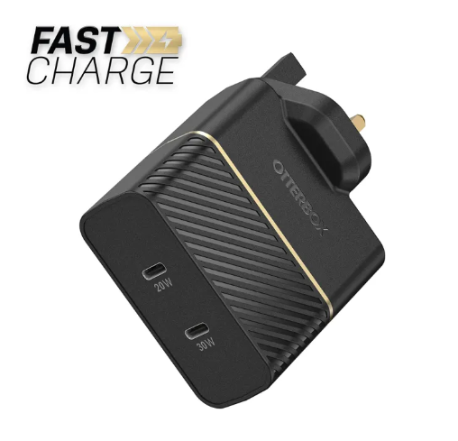 OtterBox USB-C Fast Charge 50W Dual Port Wall Charger, 50W Combined