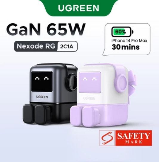 UGREEN 65W Uno RG 3-Port Robot GAN Fast Charger - CD361