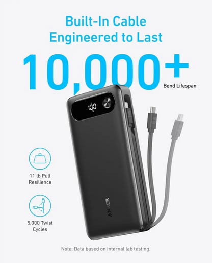 Anker Power Bank 20000mAh 87W Portable Charger with Built-in USB-C Cable A1383