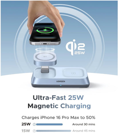 UGREEN Qi2.2 45W 3-in-1 Magnetic Wireless Charger - W711