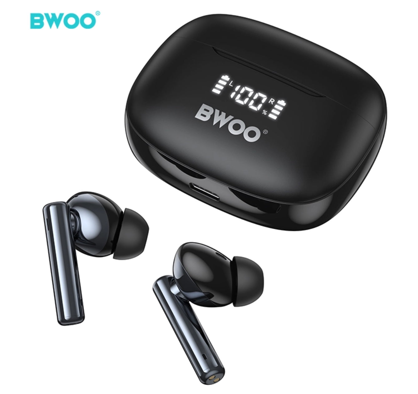 BWOO BW97 Anti Noise Reduction Wireless Earbuds With Display Case