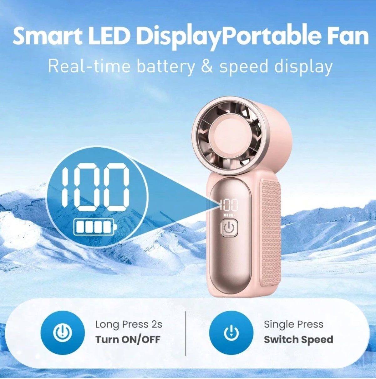 Mini Handheld Fan 100-Steps High Speed (3000mah)