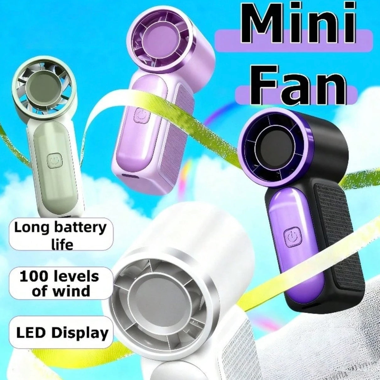 Mini Handheld Fan 100-Steps High Speed (3000mah)