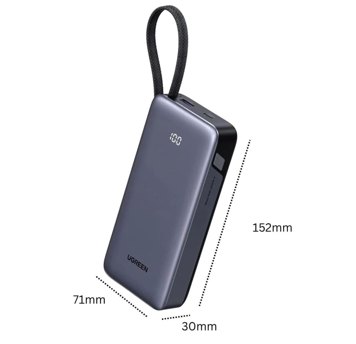 UGREEN 55W 20000mAh (CCC) Power Bank with Built-in USB-C Cable - PB537