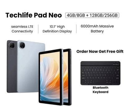 TechLife Pad Neo LTE (256GB/8+8GB RAM)- Free Flip Case + Bluetooth Keyboard!