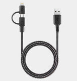 Energea NyloTough Cable<br>1.5m 2-1 MicroUSB/Lightning to USB-C