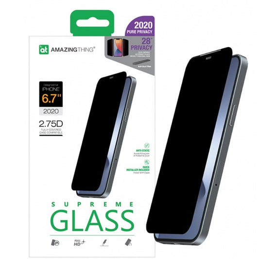 Amazingthing 2.75D Privacy Tempered Glass iPhone 12 Pro Max