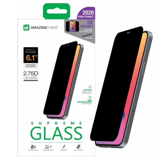 Amazingthing 2.75D Privacy Tempered Glass iPhone 12/12 Pro
