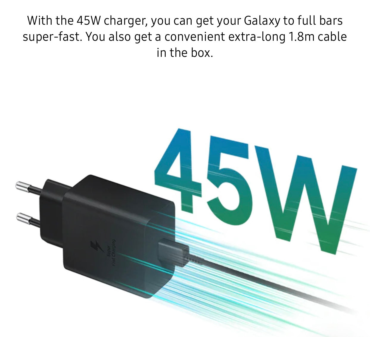 Samsung 45W Type-C Super Fast Charger 2.0 (Include 1.8m Type-C Cable)